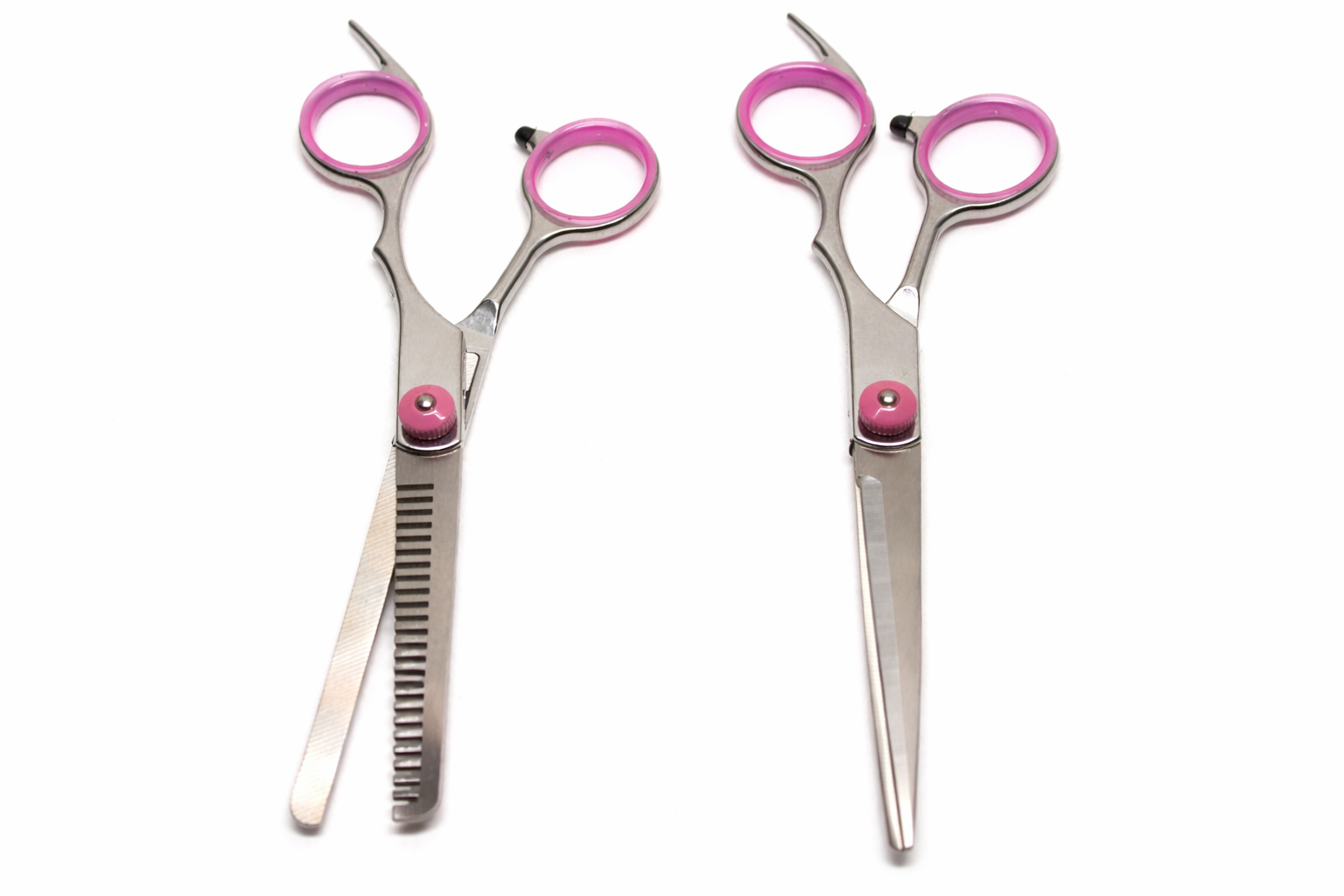 Dog Grooming Scissors Set of 2 Professional Curved & Thinning Pink Ergonomic for Dogs