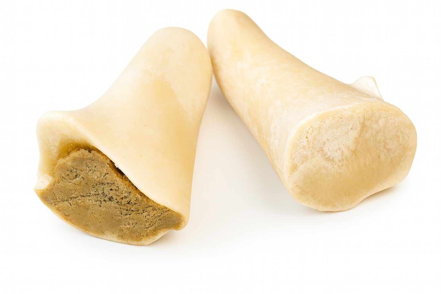 Two Large Dog Marrow Bones Chicken & Beef Filling Chew Treat Snack Protein Meaty