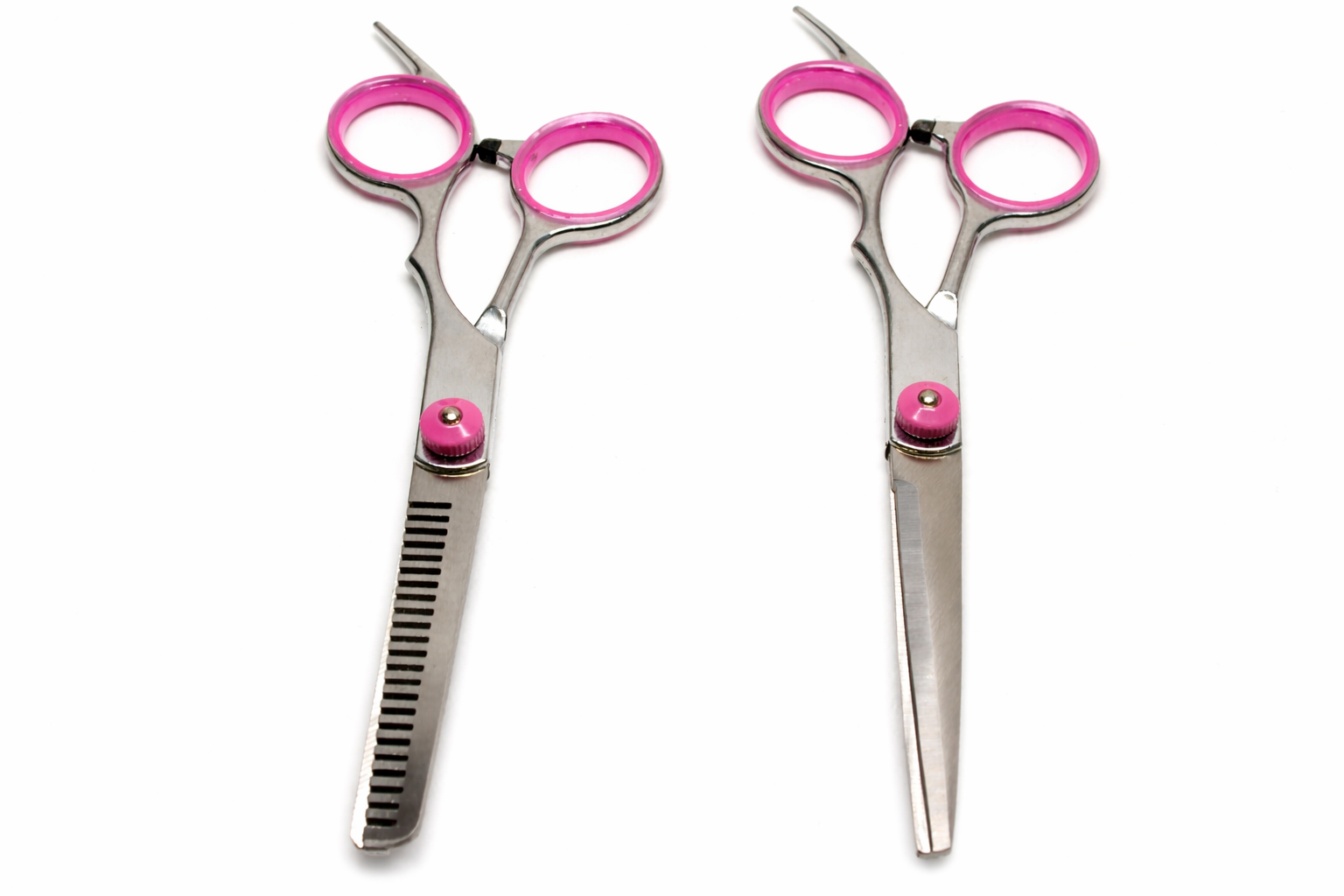 Dog Grooming Scissors Set of 2 Professional Curved & Thinning Pink Ergonomic for Dogs