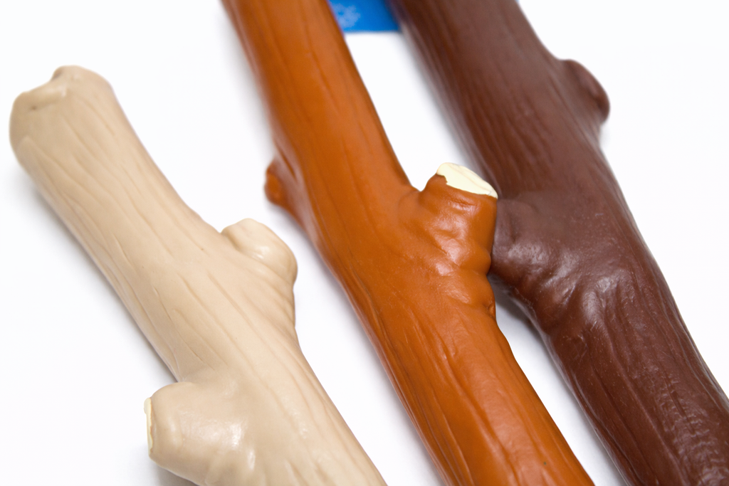 Interactive Squeaky Vinyl Dog Puppy Stick Fetch Chew Toy Random Colour Realistic