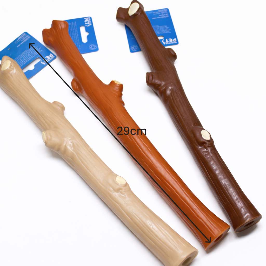 Interactive Squeaky Vinyl Dog Puppy Stick Fetch Chew Toy Random Colour Realistic