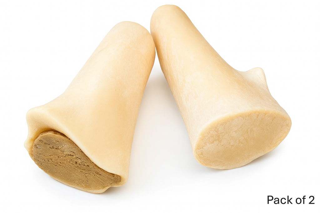 Two Large Dog Marrow Bones Chicken & Beef Filling Chew Treat Snack Protein Meaty