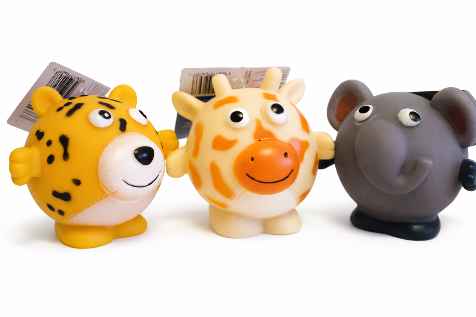 Squeaky Dog Chew Fetch Toy Safari Style: Elephant, Tiger Giraffe Puppy Toy