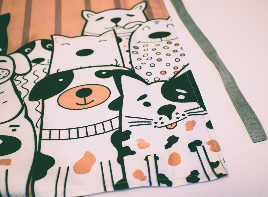 Dog Groomer's Professional Green Apron Waterproof Adjustable Strap Cartoon Dog