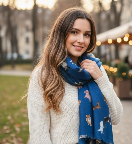 Ladies Women's Unisex Girl's Scarf Cute Dog Cartoon Print