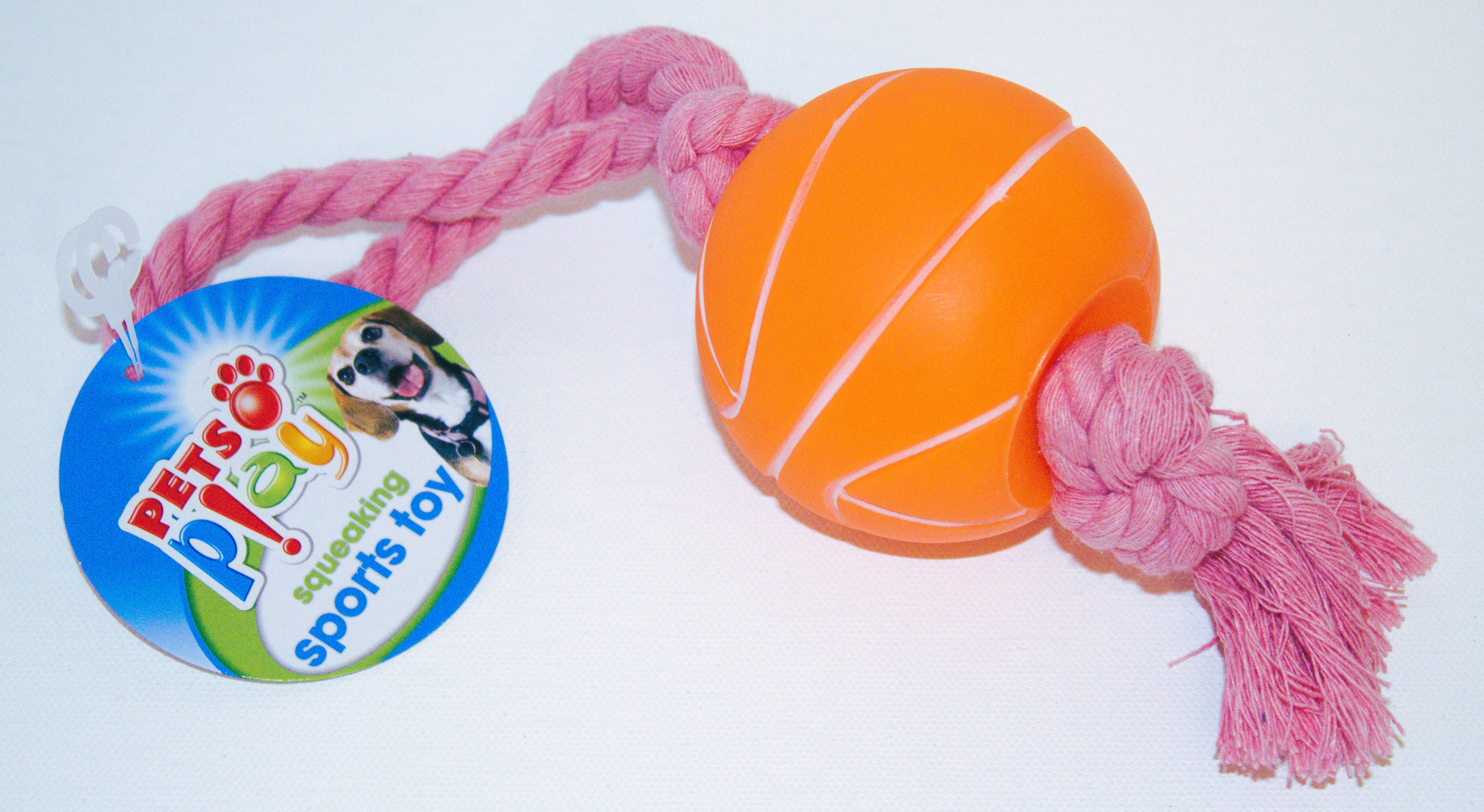 BASKETBALL Squeaky Sports Toy Dog Rope Ball Throw Tug-TOY Puppy Chew