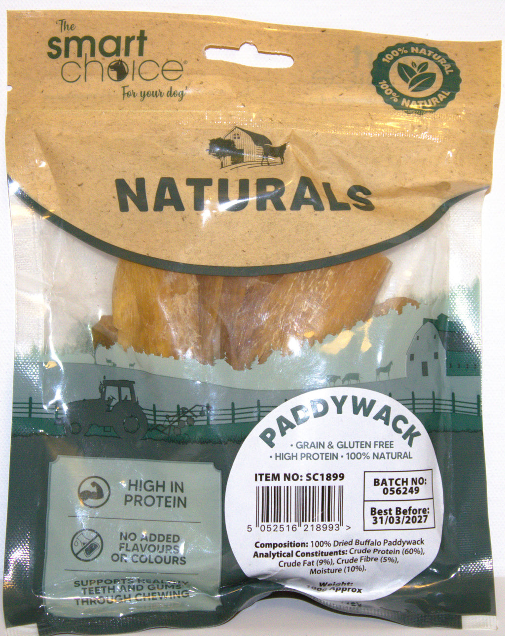 Natural Dog Treat Chew Buffalo/Beef PADDYWHACK Sticks High Protein Meaty Snack