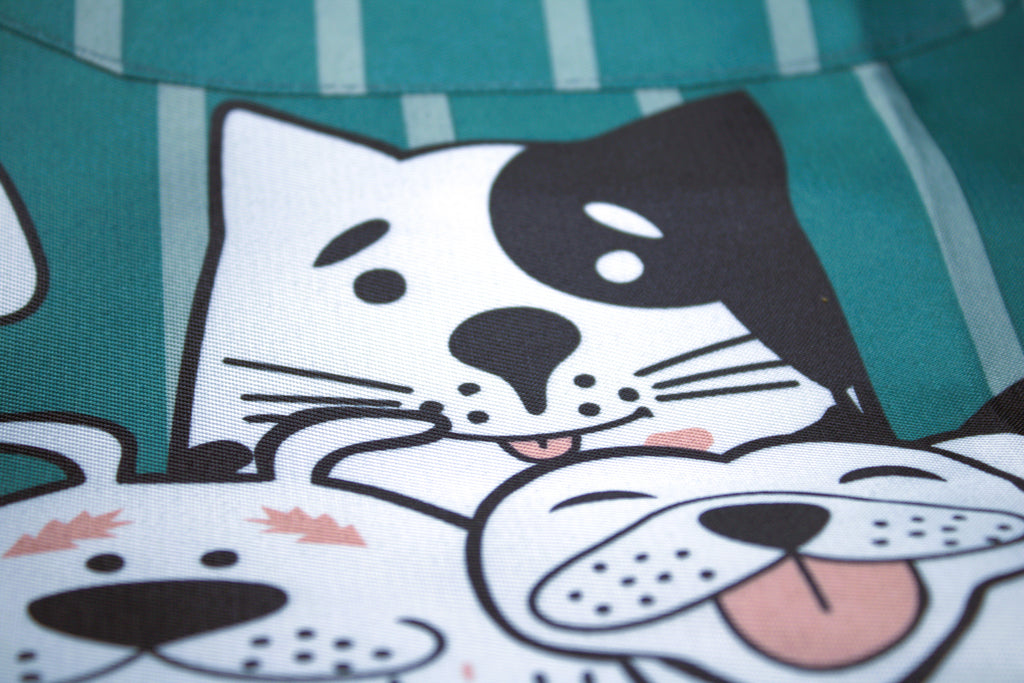 Dog Groomer's Professional Green Apron Waterproof Adjustable Strap Cartoon Dog