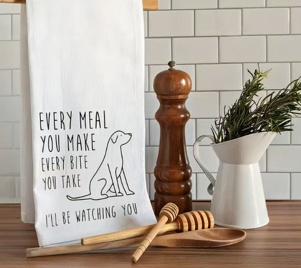 Gift White Towel Cute Dog Puppy Print Christmas Valentine Birthday Occasion Gift