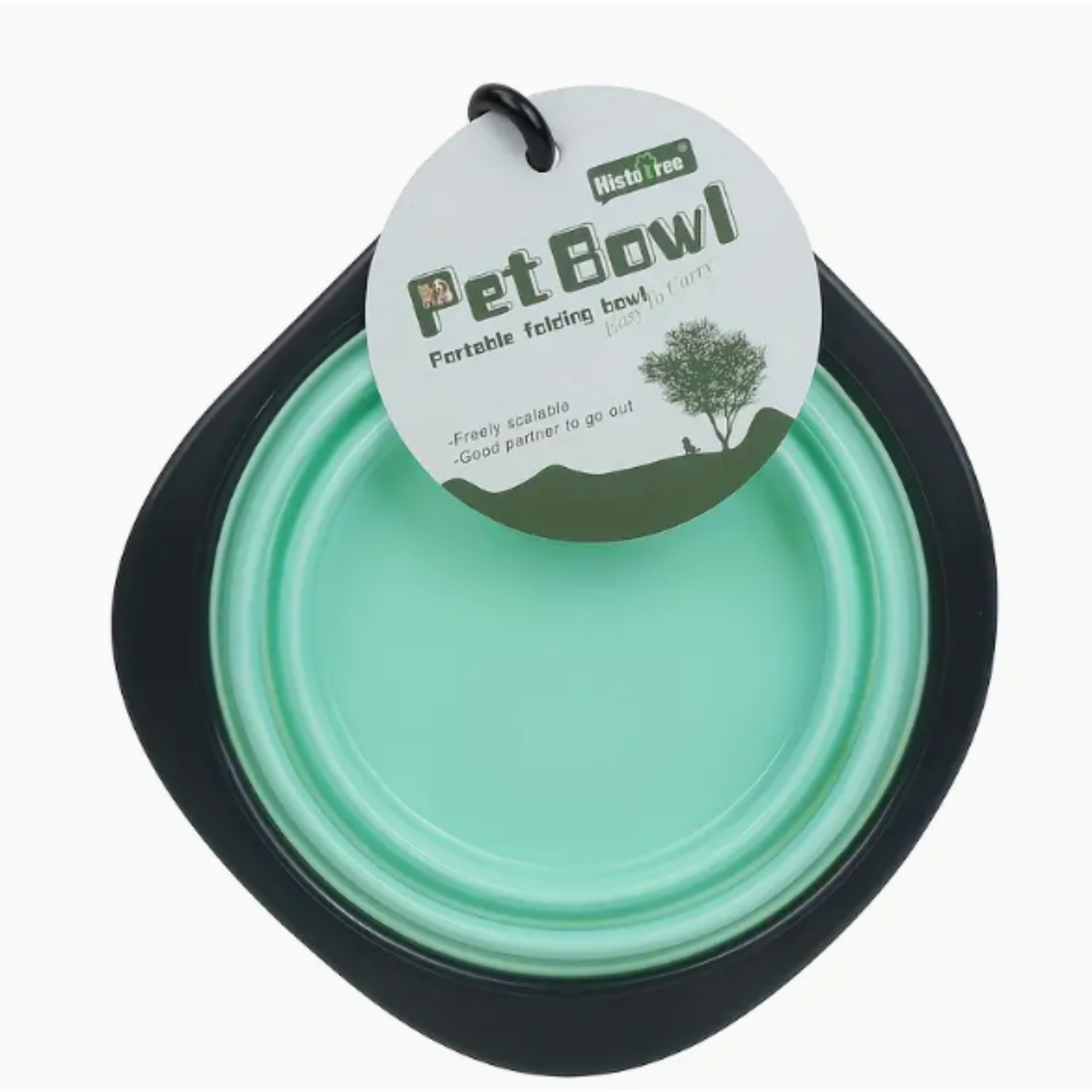 Portable Pet Bowl for Water or Pet Food Collapsable Green