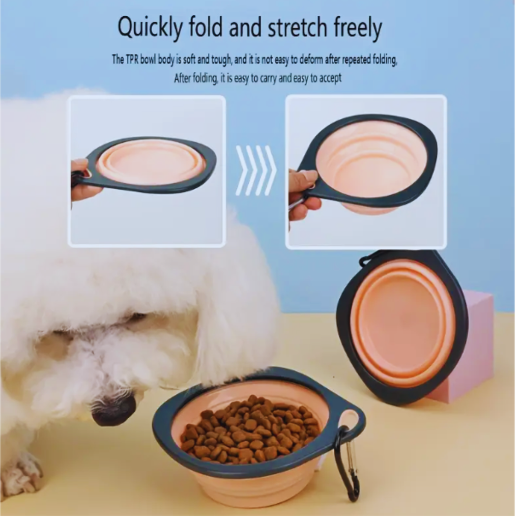 Portable Pet Bowl for Water or Pet Food Collapsable Blue