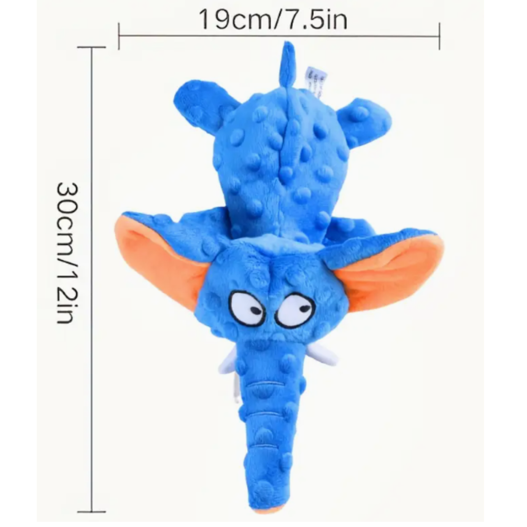 Interactive Elephant Toy for Dogs - No Stuffing Plush Chew Toy With Crinkle Paper (30/19 cm) (12/7.5 inch)