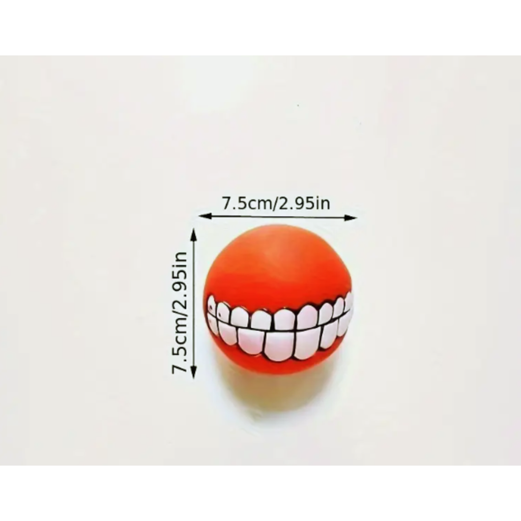 Ball Funky Bouncy Squeeky Durable Rubber Groovy Ball Teeth Smile
