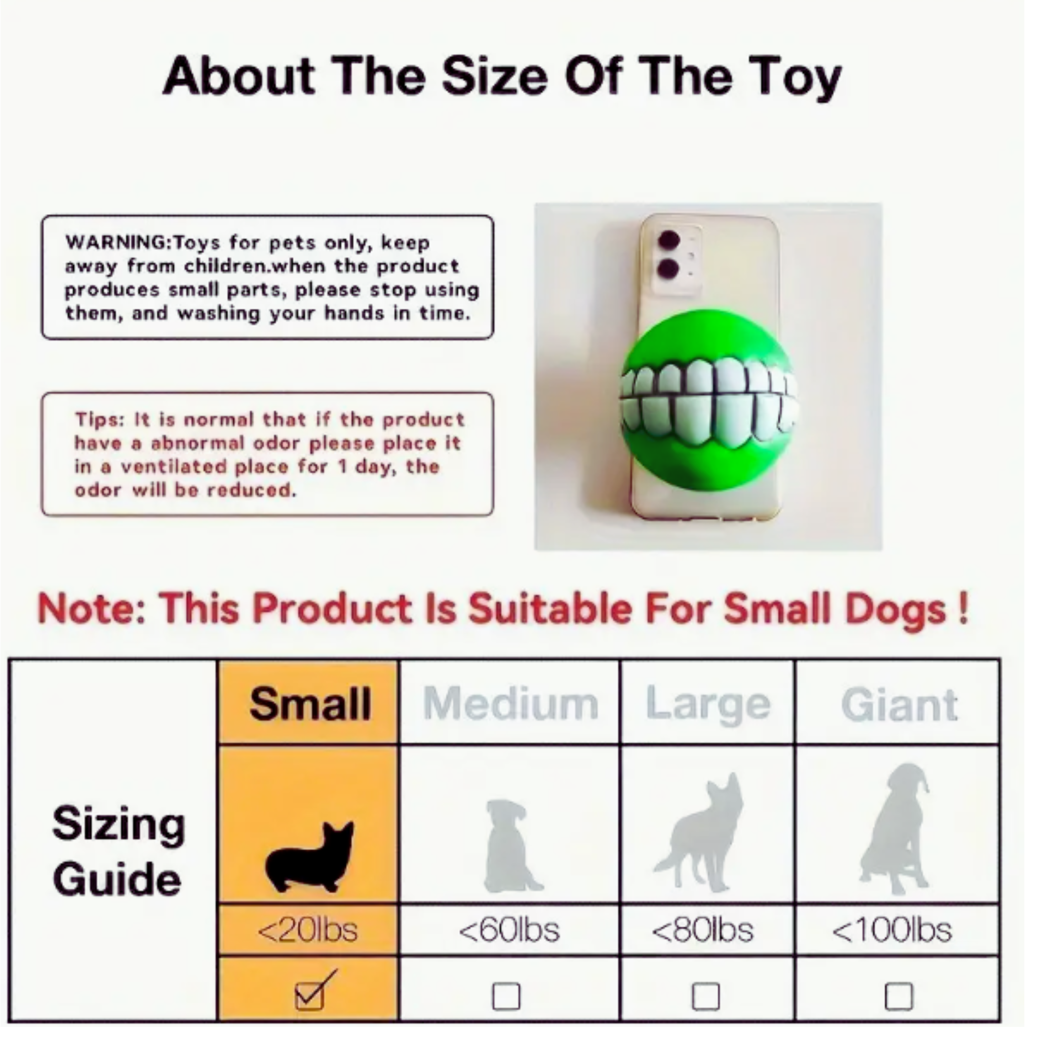 Ball Funky Bouncy Squeeky Durable Rubber Groovy Ball Teeth Smile