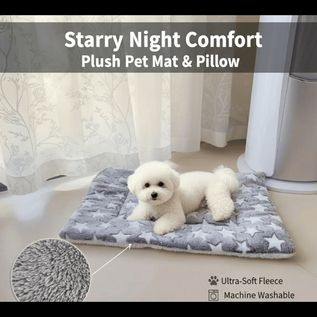 Pet Mat Blanket Soft Plush Comfy Thick Warm Machine-Washable Grey (Size S)