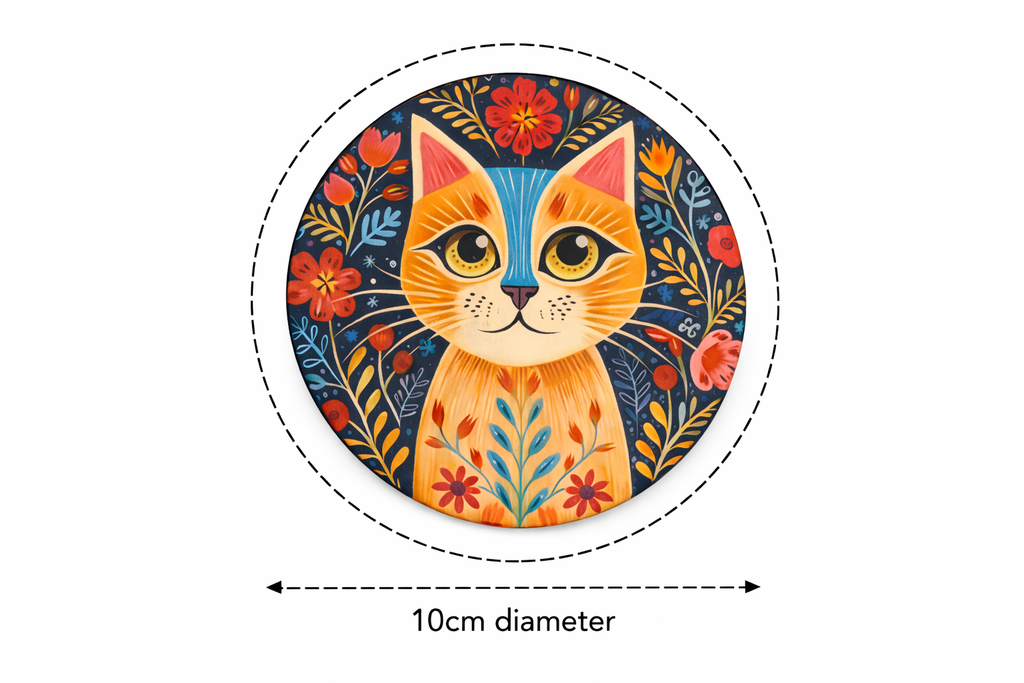 Novelty Coffee/Tea Coasters with Cartoon Spanish CATS Print Wooden 6 Pieces Set