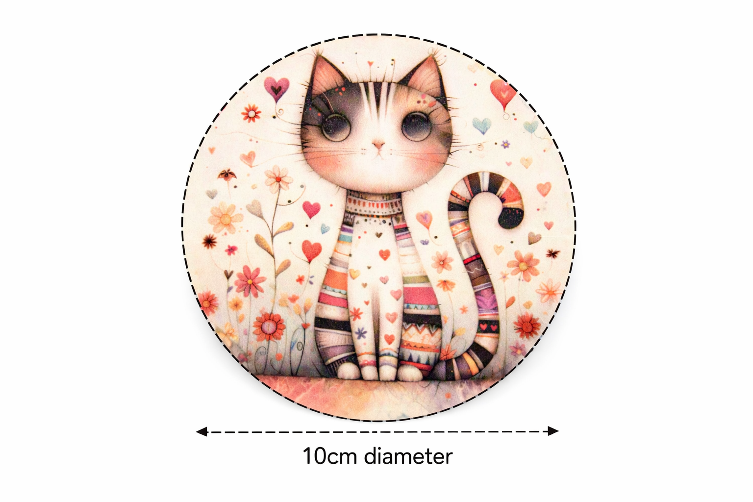 Novelty Coffee/Tea Coasters with Cartoon CATs UNDER UMBRELLA Print Wooden 6 Pieces Set