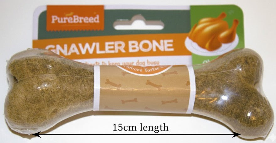 TWO GNAWLER Dog Chew BONE Beef & Chicken Low Fat Dental Health PUPPY ADULT
