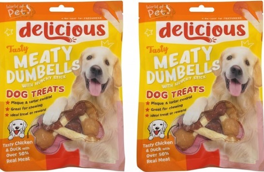 2-PACK Chicken & Duck Dumbbells Dog Chew Treats Meaty Puppy Snack Soft Protein
