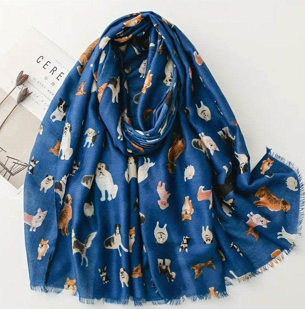 Ladies Women's Unisex Girl's Scarf Cute Dog Cartoon Print