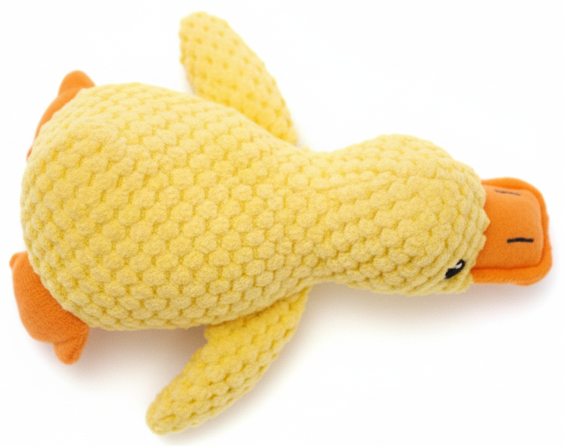 Plush Duck Dog Toy Chew Proof Yellow Squeaky Interactive Quacking Sound