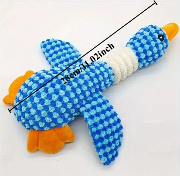 Plush Duck Dog Toy Chew BLUE Squeaky Interactive L28-32CM PUPPY