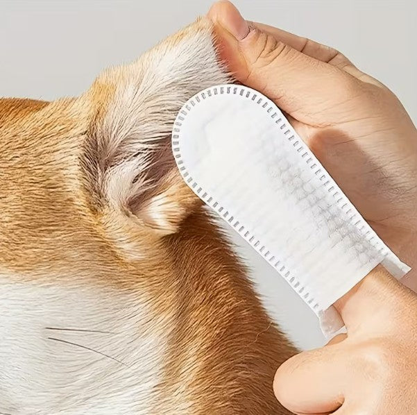Dog & Cat Ear & Teeth Wipes Tissues Remove Wax Odours Finger Pads 100Pcs