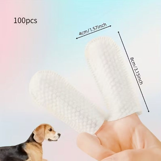 Dog & Cat Ear & Teeth Wipes Tissues Remove Wax Odours Finger Pads 100Pcs