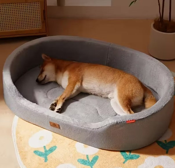 Pet Dog Bed Firm Frame Grey Large All Season Pet Bed Size XL 80x55x18