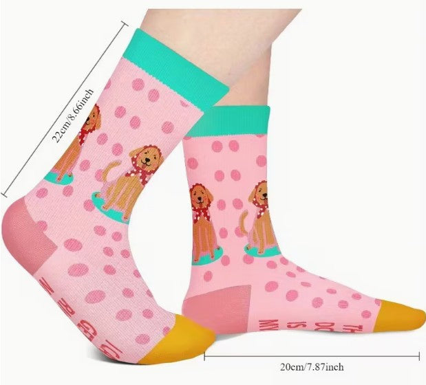 One Pair of Women/Girl Socks One-Size Pink & Orange Cushioned Toes Novelty Gift