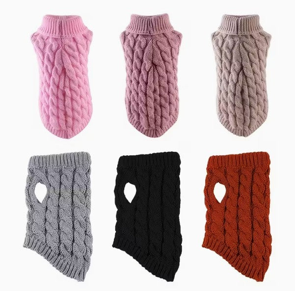 Winter Knitted Cat & Dog Sweater - Soft Pullover for Small to Medium Pets Black