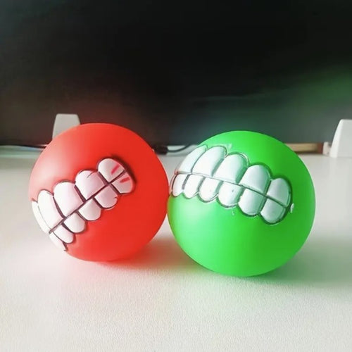 Ball Funky Bouncy Squeeky Durable Rubber Groovy Ball Teeth Smile