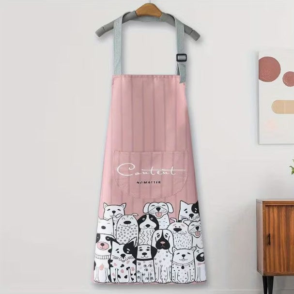 Dog Groomer's Professional Green Apron Waterproof Adjustable Strap Cartoon Dog