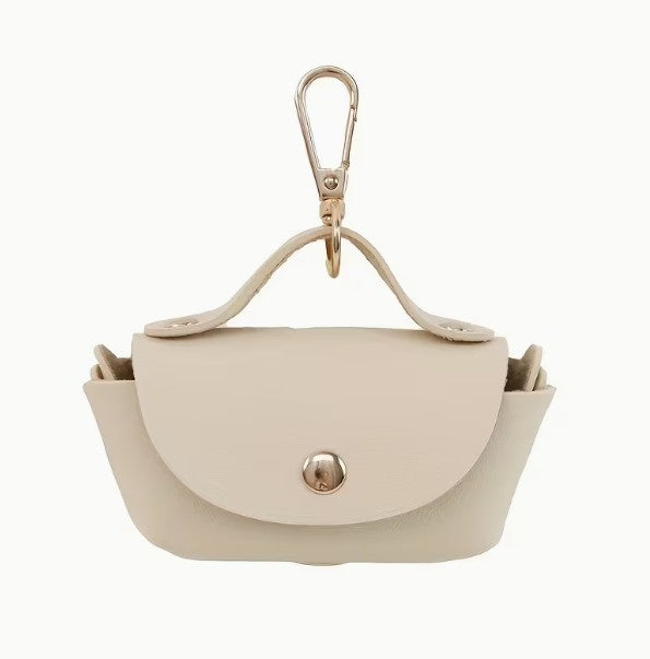 Pet Waste Dog Poo Puppy Pick-Up Bag LATTE  Holder PU Leather Waterproof Waste Dispenser