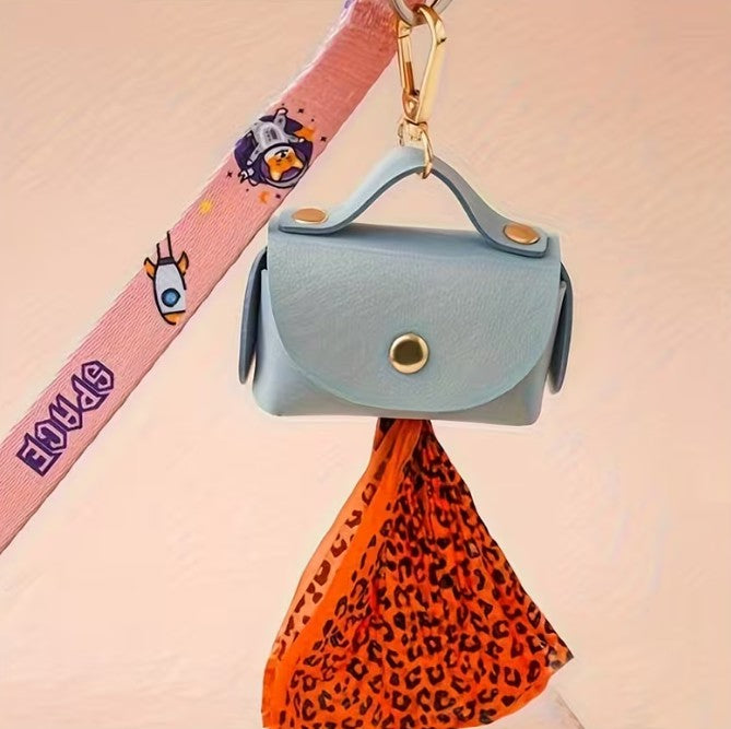 Pet Waste Dog Poo Puppy Pick-Up Bag SKYE BLUE Holder PU Leather Waterproof Waste Dispenser