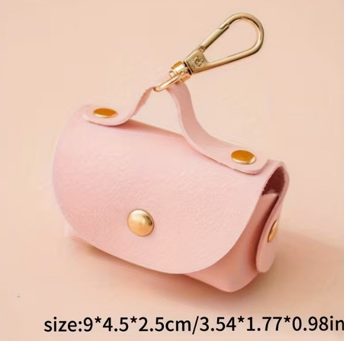 Pet Waste Dog Poo Puppy Pick-Up Bag PINK Holder PU Leather Waterproof Waste Dispenser