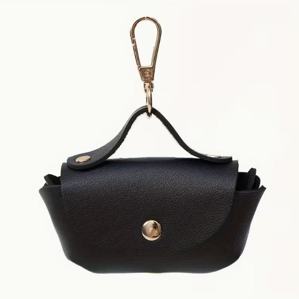 Pet Waste Dog Poo Puppy Pick-Up Bag BLACK Holder PU Leather Waterproof Waste Dispenser