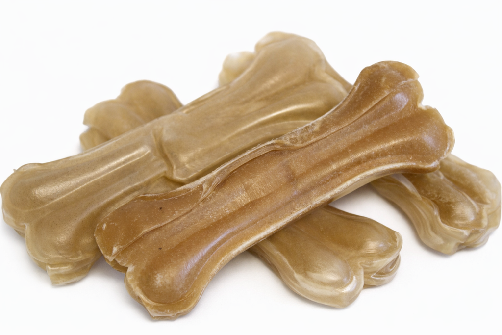 4 Pack Pressed Knuckle Bones Dog Treat Chew Rawhide Snack