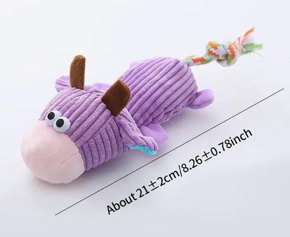 Interactive Purple Cow Toy Dog Plush Chew Tpy with Squeakers