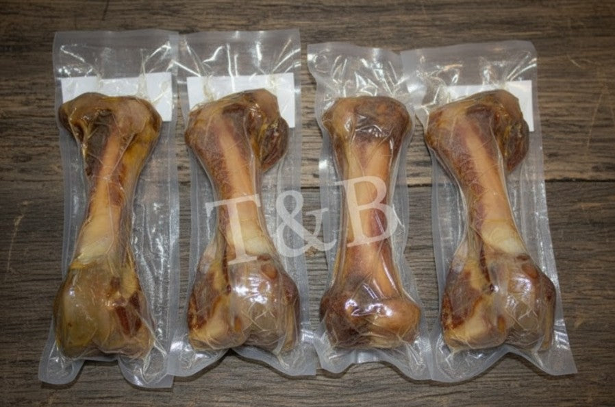TWO LARGE Serrano Ham BONE Dog Chew Treat Snack Natural High Protein MEATY