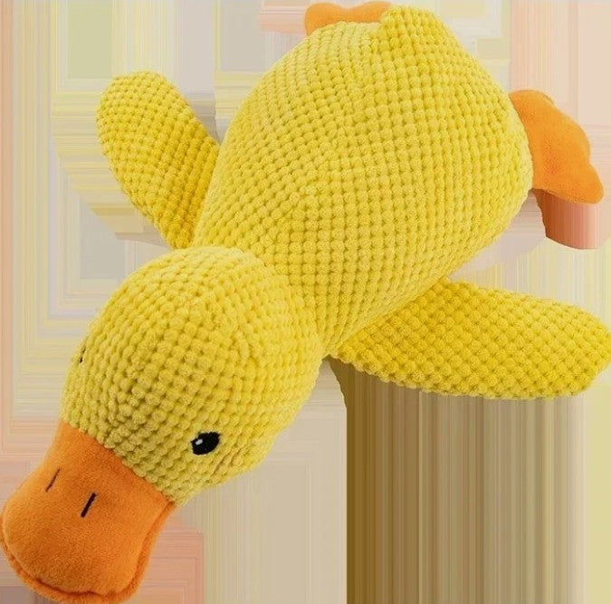 Plush Duck Dog Toy Chew Proof Yellow Squeaky Interactive Quacking Sound